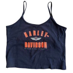 Vintage Cropped Harley-Davidson Tank with Built-In Bra